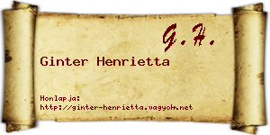 Ginter Henrietta névjegykártya